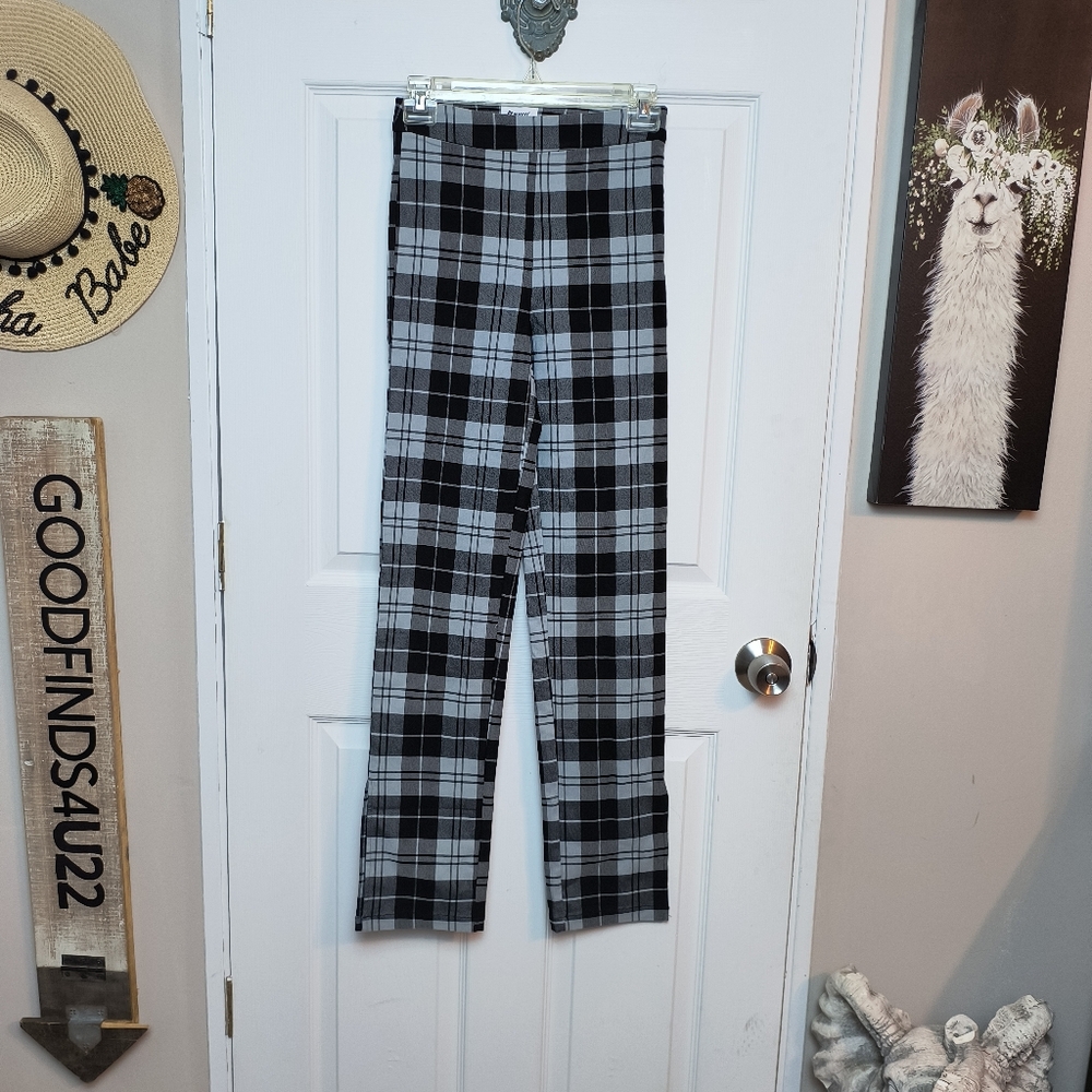 Princess Polly Plaid Black And Gray Pants Stretch Size 2